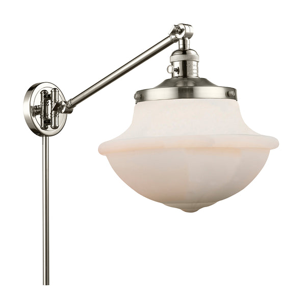 Oxford Swing Arm shown in the Polished Nickel finish with a Matte White shade