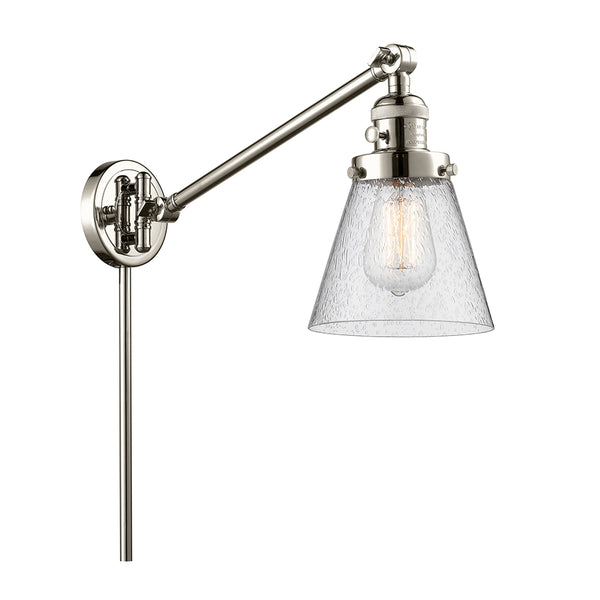 Cone Swing Arm shown in the Polished Nickel finish with a Seedy shade