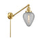 Geneseo Swing Arm shown in the Satin Gold finish with a Clear Crackled shade