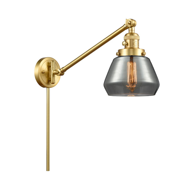 Fulton Swing Arm shown in the Satin Gold finish with a Plated Smoke shade