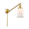 Canton Swing Arm shown in the Satin Gold finish with a Matte White shade