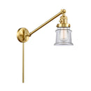 Canton Swing Arm shown in the Satin Gold finish with a Clear shade