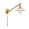 Halophane Swing Arm shown in the Satin Gold finish with a Matte White Halophane shade