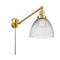 Seneca Falls Swing Arm shown in the Satin Gold finish with a Clear Halophane shade