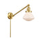 Olean Swing Arm shown in the Satin Gold finish with a Matte White shade