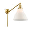 Cone Swing Arm shown in the Satin Gold finish with a Matte White shade