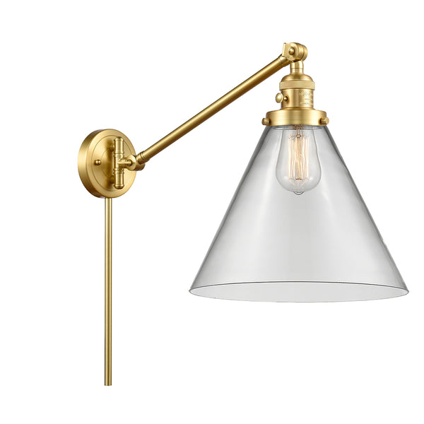Cone Swing Arm shown in the Satin Gold finish with a Clear shade