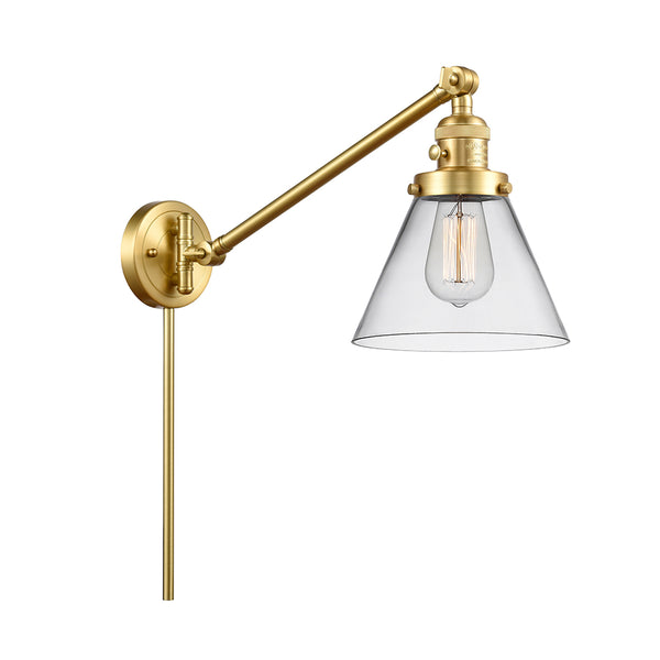 Cone Swing Arm shown in the Satin Gold finish with a Clear shade
