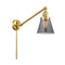 Cone Swing Arm shown in the Satin Gold finish with a Plated Smoke shade