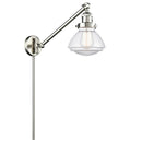 Olean Swing Arm shown in the Brushed Satin Nickel finish with a Clear shade