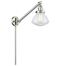 Olean Swing Arm shown in the Brushed Satin Nickel finish with a Seedy shade