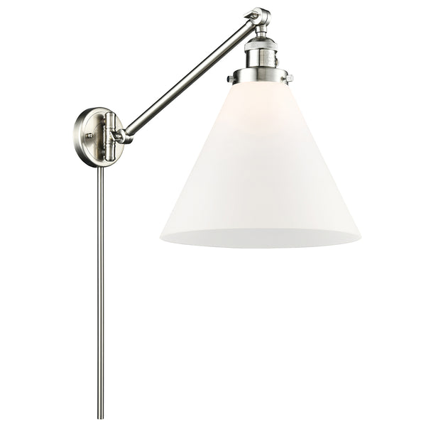Cone Swing Arm shown in the Brushed Satin Nickel finish with a Matte White shade