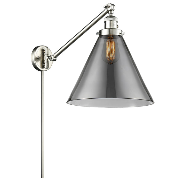 Cone Swing Arm shown in the Brushed Satin Nickel finish with a Plated Smoke shade