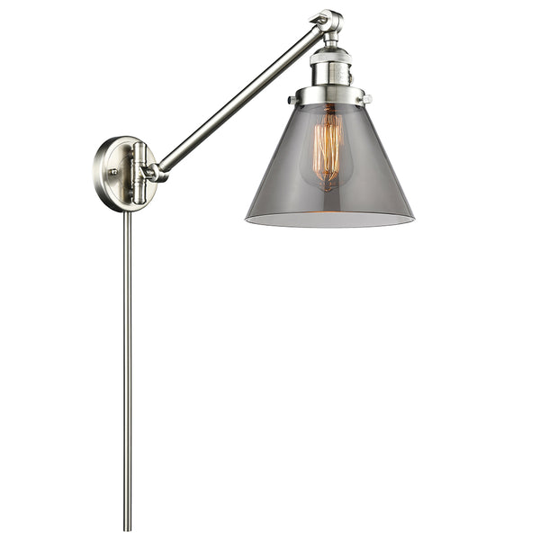 Cone Swing Arm shown in the Brushed Satin Nickel finish with a Plated Smoke shade