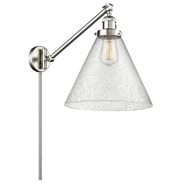 Cone Swing Arm shown in the Brushed Satin Nickel finish with a Seedy shade