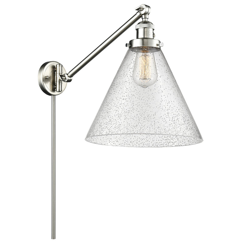 Cone Swing Arm shown in the Brushed Satin Nickel finish with a Seedy shade