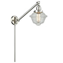 Oxford Swing Arm shown in the Brushed Satin Nickel finish with a Seedy shade