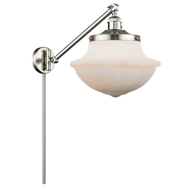 Oxford Swing Arm shown in the Brushed Satin Nickel finish with a Matte White shade