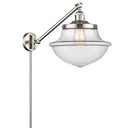 Oxford Swing Arm shown in the Brushed Satin Nickel finish with a Clear shade