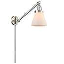 Cone Swing Arm shown in the Brushed Satin Nickel finish with a Matte White shade