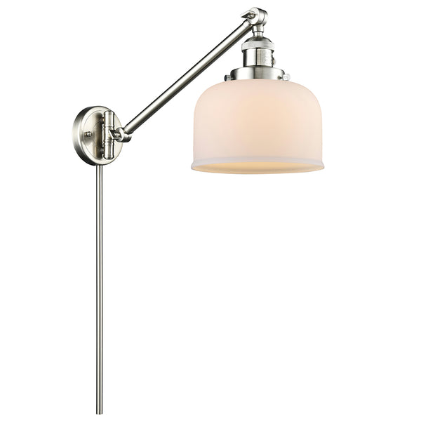 Bell Swing Arm shown in the Brushed Satin Nickel finish with a Matte White shade