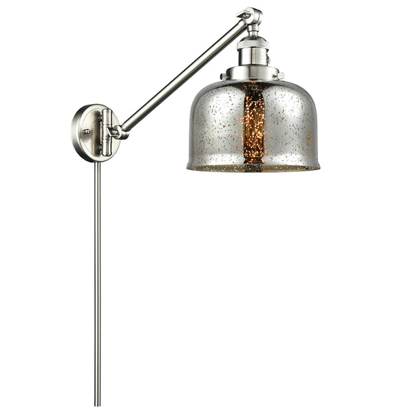 Bell Swing Arm shown in the Brushed Satin Nickel finish with a Silver Plated Mercury shade