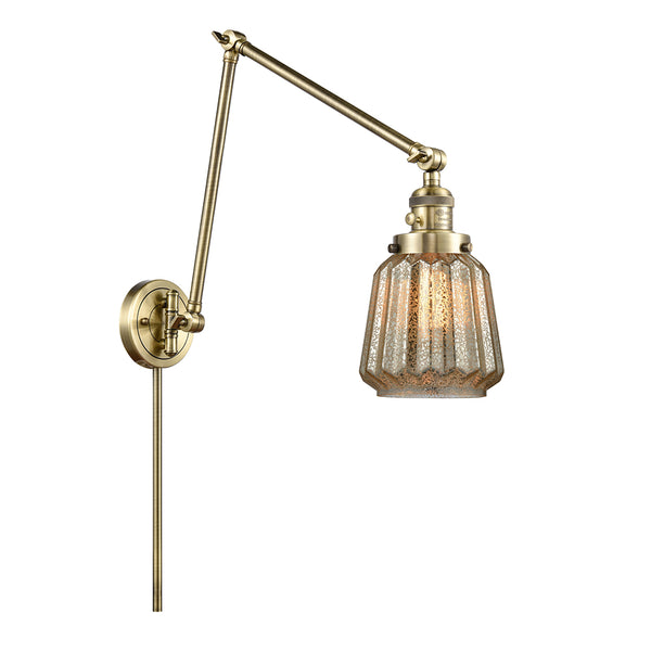 Chatham Swing Arm shown in the Antique Brass finish with a Mercury shade
