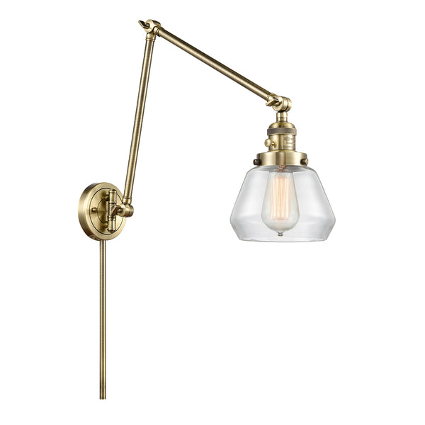 Fulton Swing Arm shown in the Antique Brass finish with a Clear shade