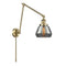 Fulton Swing Arm shown in the Antique Brass finish with a Plated Smoke shade