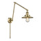 Railroad Swing Arm shown in the Antique Brass finish with a Antique Brass shade