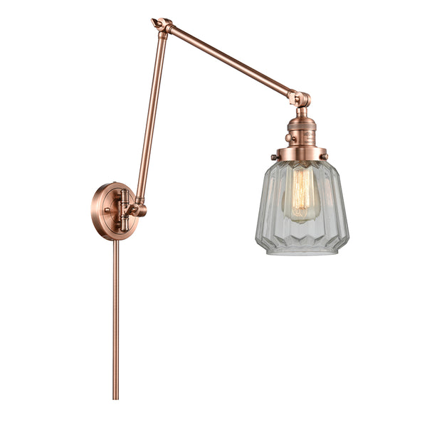 Chatham Swing Arm shown in the Antique Copper finish with a Clear shade