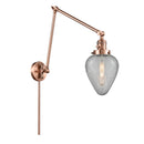 Geneseo Swing Arm shown in the Antique Copper finish with a Clear Crackled shade