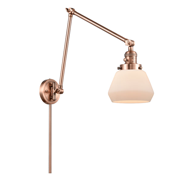 Fulton Swing Arm shown in the Antique Copper finish with a Matte White shade