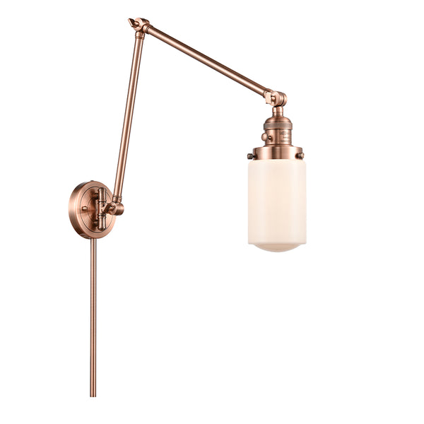 Dover Swing Arm shown in the Antique Copper finish with a Matte White shade