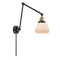 Fulton Swing Arm shown in the Black Antique Brass finish with a Matte White shade