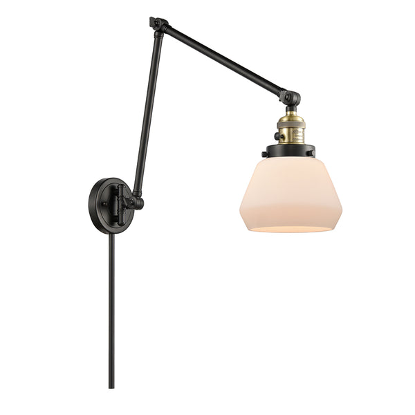 Fulton Swing Arm shown in the Black Antique Brass finish with a Matte White shade