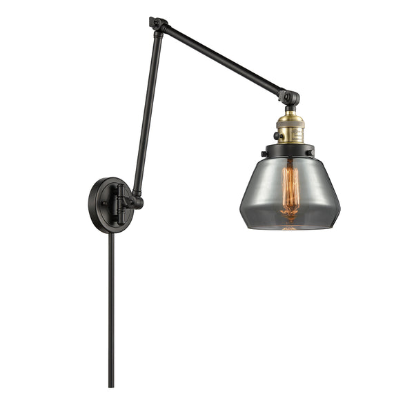 Fulton Swing Arm shown in the Black Antique Brass finish with a Plated Smoke shade