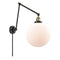 Beacon Swing Arm shown in the Black Antique Brass finish with a Matte White shade