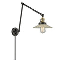 Halophane Swing Arm shown in the Black Antique Brass finish with a Clear Halophane shade