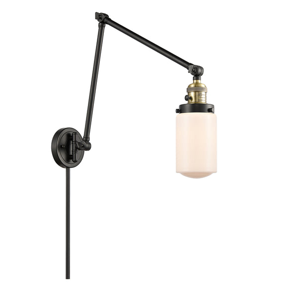 Dover Swing Arm shown in the Black Antique Brass finish with a Matte White shade