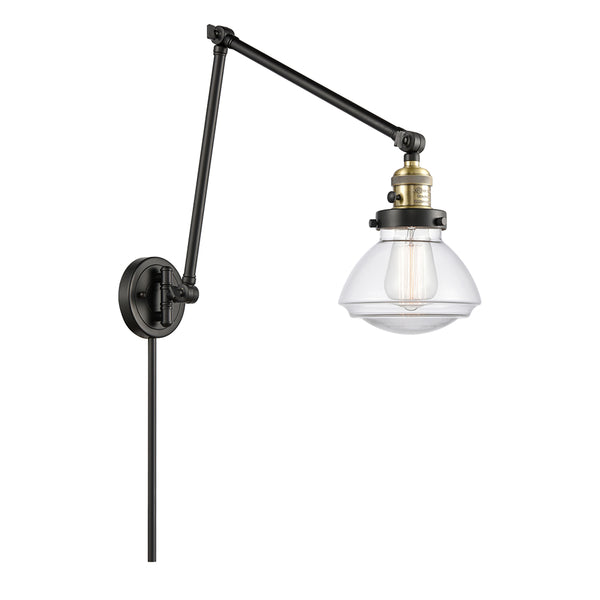 Olean Swing Arm shown in the Black Antique Brass finish with a Clear shade