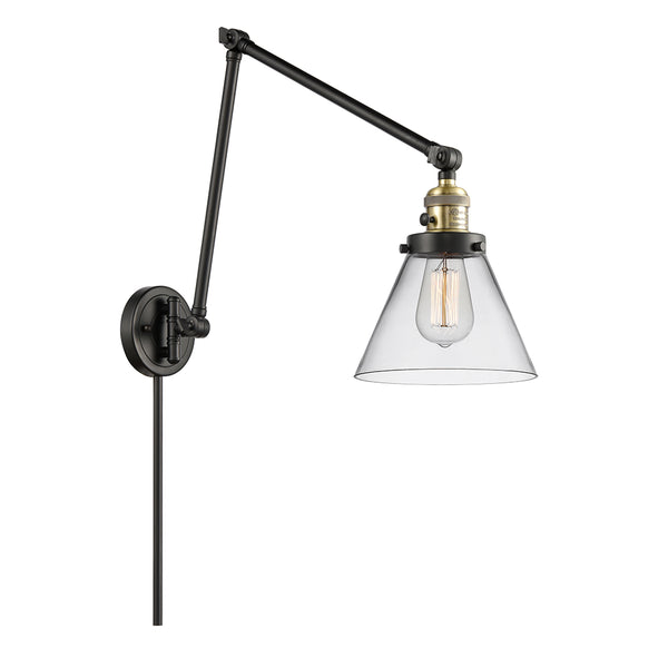 Cone Swing Arm shown in the Black Antique Brass finish with a Clear shade