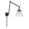 Cone Swing Arm shown in the Black Antique Brass finish with a Clear shade