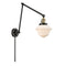 Oxford Swing Arm shown in the Black Antique Brass finish with a Matte White shade