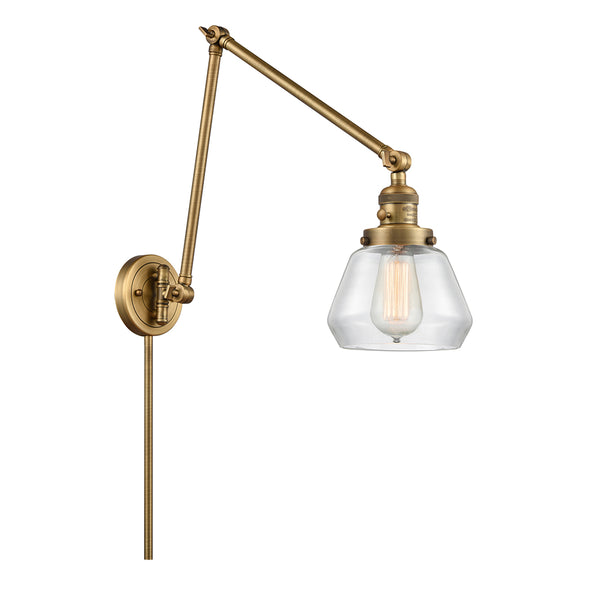 Fulton Swing Arm shown in the Brushed Brass finish with a Clear shade