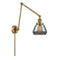 Fulton Swing Arm shown in the Brushed Brass finish with a Plated Smoke shade