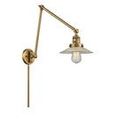 Halophane Swing Arm shown in the Brushed Brass finish with a Clear Halophane shade