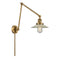 Halophane Swing Arm shown in the Brushed Brass finish with a Clear Halophane shade