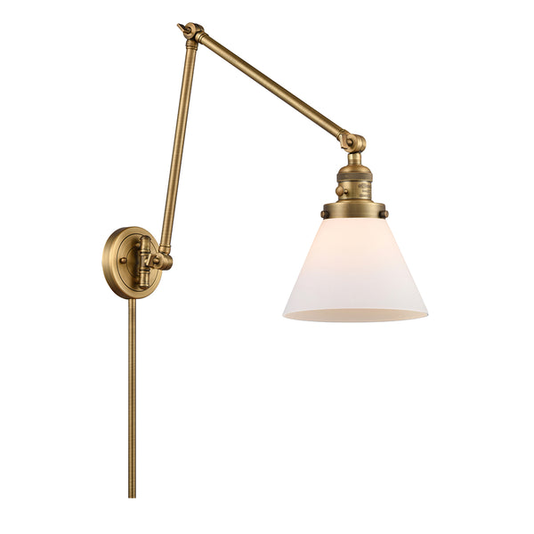 Cone Swing Arm shown in the Brushed Brass finish with a Matte White shade