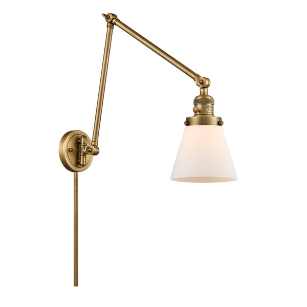 Cone Swing Arm shown in the Brushed Brass finish with a Matte White shade